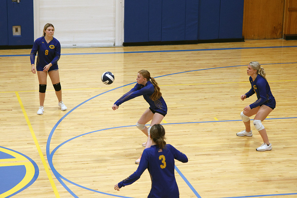 volleyball player digging ball