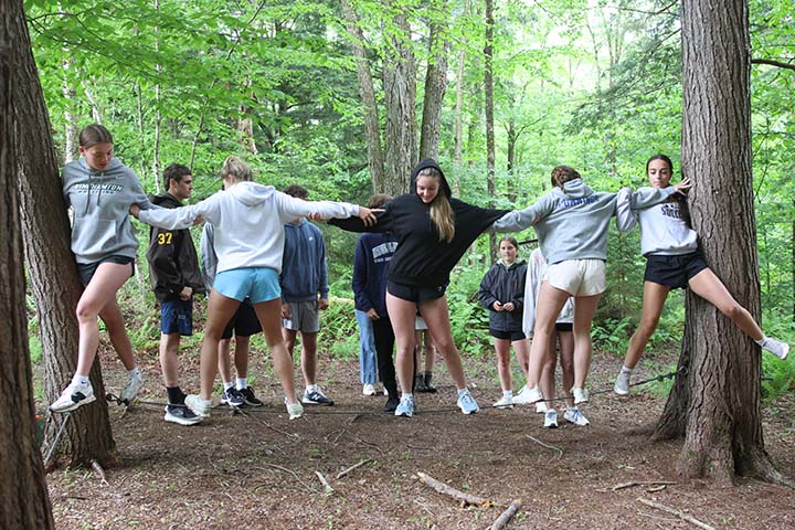 NHS students at Beaver Camp on Cable Course